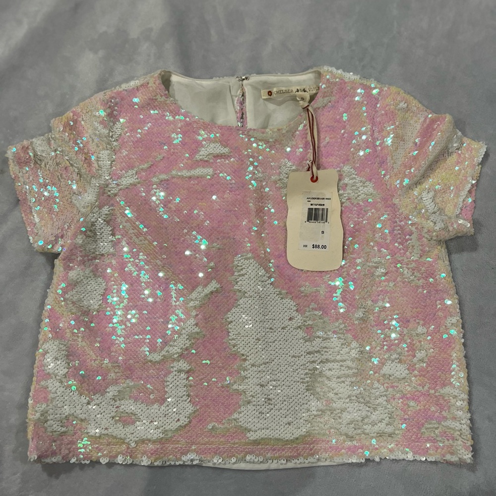 NWT Chelsea & Violet Fully Sequin Top Size Sm